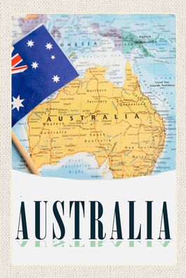 Blechschild 18x12 cm Australien Kontinent Atlas Karte