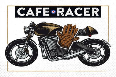 Holzschild Holzbild 18x12 cm Motorcycle Cafe Racer Motorrad