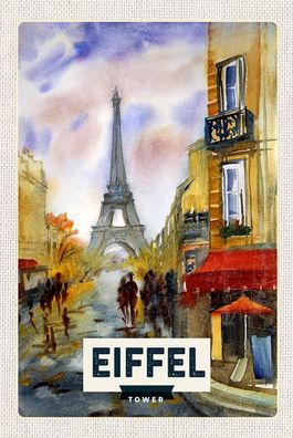 Blechschild 18x12 cm Eiffel Tower malerisches Bild Kunst