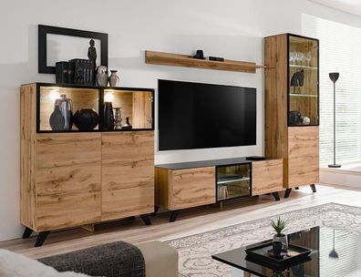 Wohnzimmer Modern Set Vitrine Kommode Wohnwände TV-Ständer Design Neu