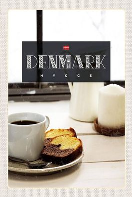 Blechschild 18x12 cm Dänemark Kaffee Marmorkuchen Wohnung