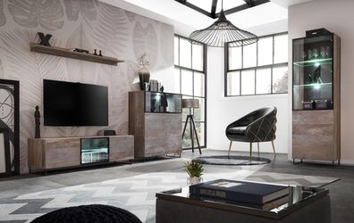 Modern Wohnzimmer Set TV-Ständer Design Einrichtung Vitrine Neu Holz Möbel