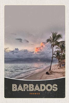 Holzschild 18x12 cm - Barbados Strand Meer Unwetter
