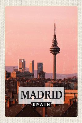 Blechschild 18x12 cm Madrid Spanien Retro Architektur