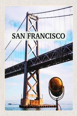 Blechschild 18x12 cm San Francisco Alcatraz Brücke Meer