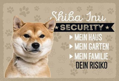 Holzschild 18x12 cm - Shiba Inu Security Dein Risiko