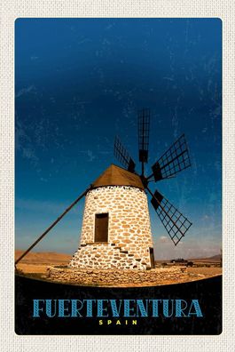 Blechschild 18x12 cm Fuerteventura Spanien Windrad