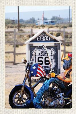 Holzschild 18x12 cm - Amerika Route 66 Biker California