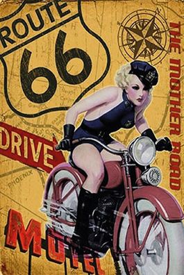 Blechschild 18x12 cm Pin Up Route 66 the mother road Motel