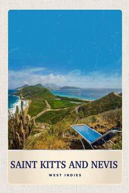 Holzschild Holzbild 18x12 cm Saint Kitts and Nevis Amerika Insel