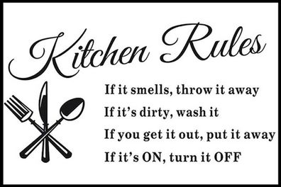 Holzschild Holzbild 18x12 cm Kitchen Rules Küche Regeln