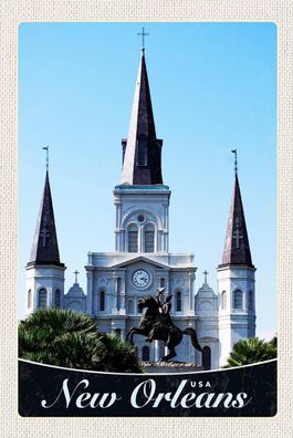 Holzschild Holzbild 18x12 cm New Orleans USA Amerika Kirche