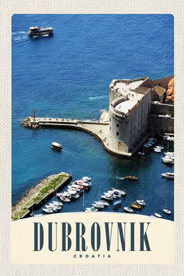 Blechschild 18x12 cm Dubrovnik Kroatien Meer Turm