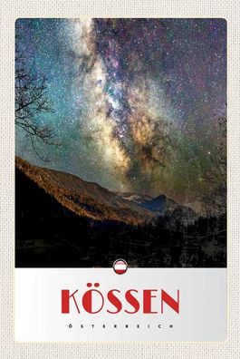 Holzschild 18x12 cm - Kössen Österreich Himmel Sterne Abend