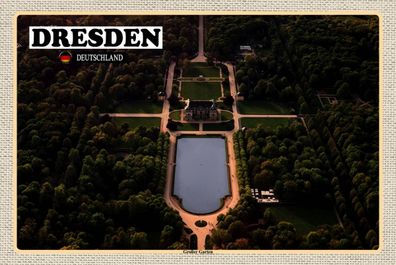 Blechschild 18x12 cm Dresden Großer Garten
