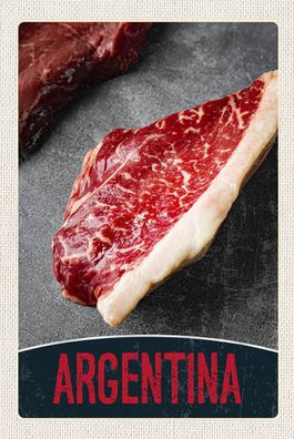 Blechschild 18x12 cm Argentinien Steak Fleisch Kuh Rind