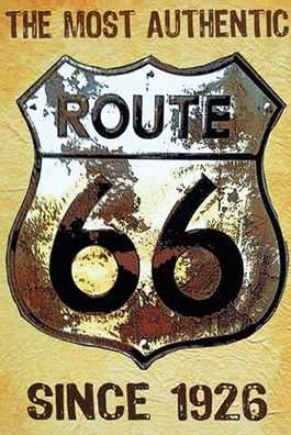 Holzschild Holzbild 18x12 cm Retro Wappen Route 66 since 1926 USA