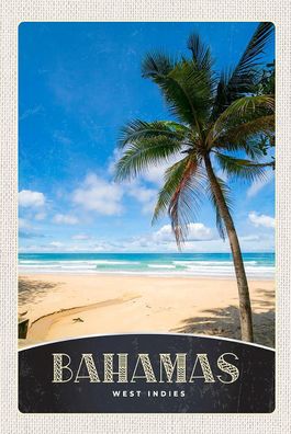 Blechschild 18x12 cm Bahamas West Indien Strand Palme
