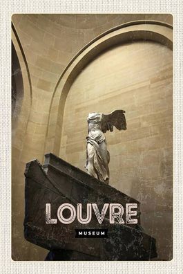 Holzschild 18x12 cm - Retro Louvre Museum Paris Palast