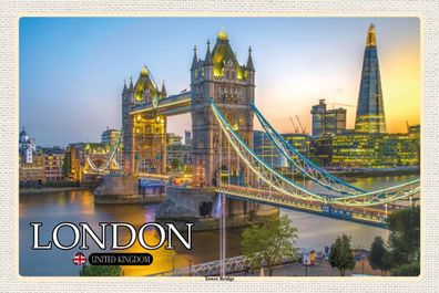 Holzschild Holzbild 18x12 cm Tower Bridge London UK England