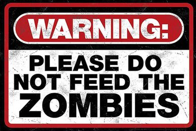 Holzschild Holzbild 18x12 cm warning please do not Zombies