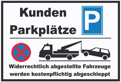 Holzschild Holzbild 20x30 cm Parkplatz Kunden widerrechtlich