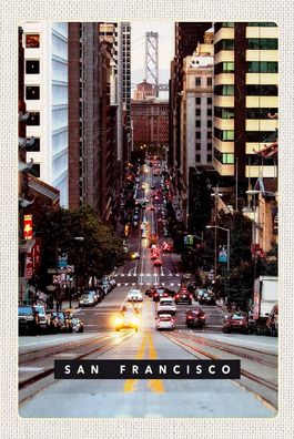 Holzschild 18x12 cm - San Francisco Straße Autos Stadt