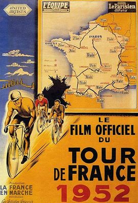 Blechschild 18x12 cm le film Fahrrad Tour France 1952