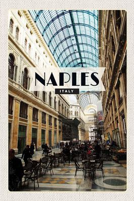 Holzschild Holzbild 18x12 cm Naples Italy Neapel Galleria Geschenk