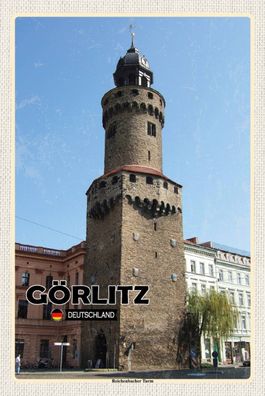 Holzschild Holzbild 18x12 cm Görlitz Reichenbacher Turm