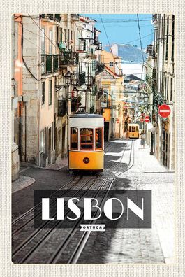 Blechschild 18x12 cm Lisbon Portugal Straßenbahn
