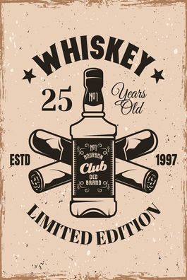 Blechschild 18x12 cm Whiskey 25 years Limited Edition