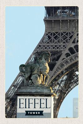 Blechschild 18x12 cm Eiffel Tower Paris Reiseziel Tourismus