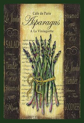Blechschild 20x30 cm Cafe de Paris Asparagus Spargel