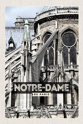 Holzschild Holzbild 18x12 cm Notre-Dame de Paris Architektur