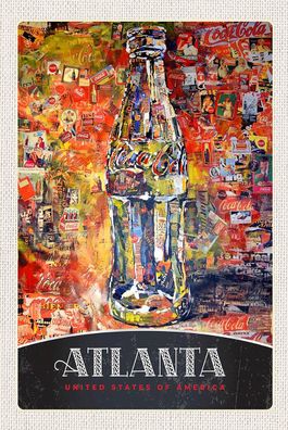 Blechschild 18x12 cm Atlanta Amerika Coca Cola Gemälde