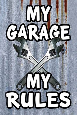 Holzschild 18x12 cm - Vintage My Garage My Rules