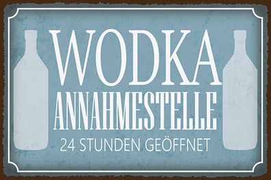 Holzschild Holzbild 18x12 cm Wodka Annahmestelle 24 Stunden