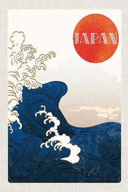 Blechschild 18x12 cm Japan Asien Wellen Meer Flut