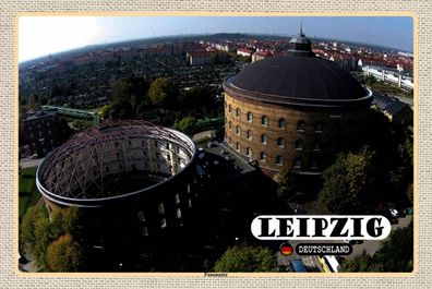 Holzschild 18x12 cm - Leipzig Blick Auf Panometer