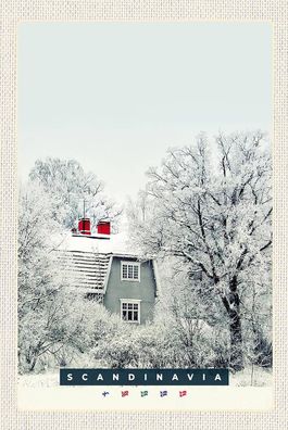 Blechschild 18x12 cm Skandinavien Schnee WeißHaus