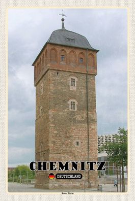 Holzschild Holzbild 18x12 cm Chemnitz Roter Turm