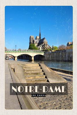 Blechschild 18x12 cm Notre - Dame Paris Tourismus