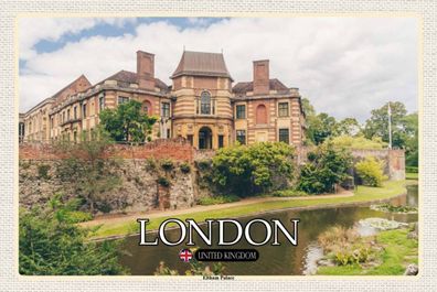 Holzschild Holzbild 18x12 cm London UK Eltham Palace River