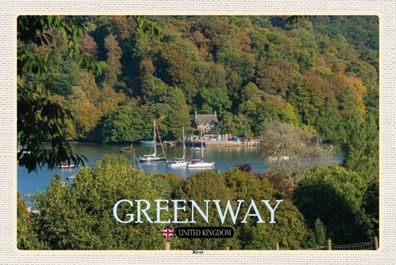 Holzschild Holzbild 18x12 cm Greenway River UK England