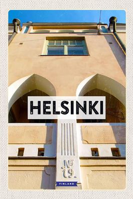 Blechschild 18x12 cm Helsinki Finnland Gebäude