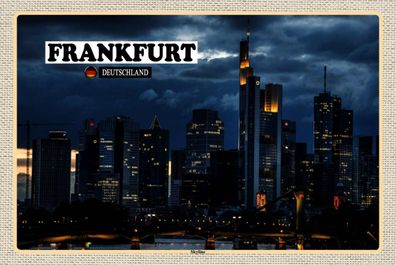 Blechschild 18x12 cm Frankfurt Skyline Wolkenkratzer