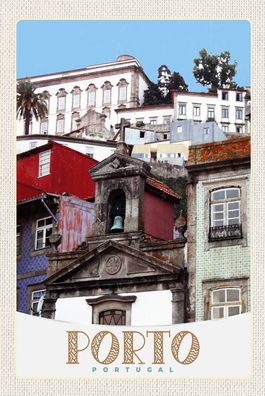 Holzschild Holzbild 18x12 cm Porto Portugal Stadt Europa