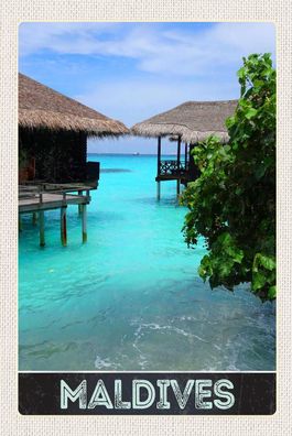 Blechschild 18x12 cm Malediven Amerika Insel Sonne