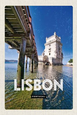 Blechschild 18x12 cm Lisbon Portugal Meer Reiseziel